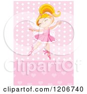 Poster, Art Print Of Happy Blond Ballerina Princess Girl Dancing Over Pink Hearts And Polka Dots
