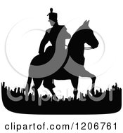 Poster, Art Print Of Vintage Black And White Silhouetted Horseback Soldier