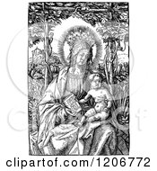 Poster, Art Print Of Vintage Black And White Madonna With Child