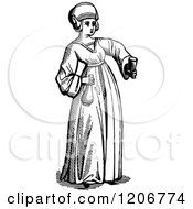 Clipart Of A Vintage Black And White Lady Drinking Royalty Free Vector Illustration