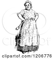 Clipart Of A Vintage Black And White Angry Cook Royalty Free Vector Illustration