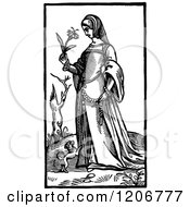 Clipart Of A Vintage Black And White Elizabethan Woman Royalty Free Vector Illustration