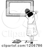 Poster, Art Print Of Vintage Black And White Female College Student By A Board