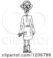 Clipart Of A Vintage Black And White Weird Person Royalty Free Vector Illustration