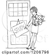 Poster, Art Print Of Vintage Black And White Female Teacher With A Study Sign