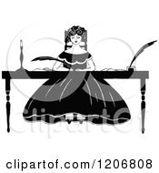 Poster, Art Print Of Vintage Black And White Woman Writing At A Desk