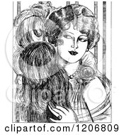 Clipart Of A Vintage Black And White Elegant Lady Royalty Free Vector Illustration
