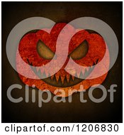 Clipart Of A 3d Rust Textured Halloween Pumpkin Over Darkness Royalty Free CGI Illustration