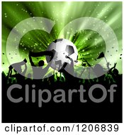 Poster, Art Print Of Soccer Ball And Green Burst With Sports Fans