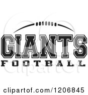 Clipart Of A Black And White American Football And GIANTS Football Team Text Royalty Free Vector Illustration