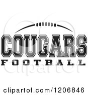 Clipart Of A Black And White American Football And COUGARS Football Team Text Royalty Free Vector Illustration