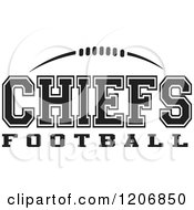 Clipart Of A Black And White American Football And CHIEFS Football Team Text Royalty Free Vector Illustration