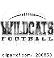 Clipart Of A Black And White American Football And WILDCATS Football Team Text Royalty Free Vector Illustration