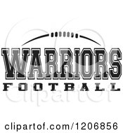 Clipart Of A Black And White American Football And WARRIORS Football Team Text Royalty Free Vector Illustration