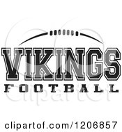 Clipart Of A Black And White American Football And VIKINGS Football Team Text Royalty Free Vector Illustration by Johnny Sajem