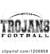 Clipart Of A Black And White American Football And TROJANS Football Team Text Royalty Free Vector Illustration