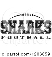 Clipart Of A Black And White American Football And SHARKS Football Team Text Royalty Free Vector Illustration