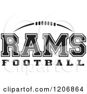 Clipart Of A Black And White American Football And RAMS Football Team Text Royalty Free Vector Illustration