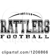 Clipart Of A Black And White American Football And RATTLERS Football Team Text Royalty Free Vector Illustration