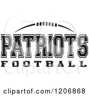 Clipart Of A Black And White American Football And PATRIOTS Football Team Text Royalty Free Vector Illustration