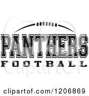 Clipart Of A Black And White American Football And PANTHERS Football Team Text Royalty Free Vector Illustration