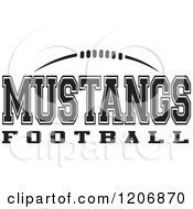 Clipart Of A Black And White American Football And MUSTANGS Football Team Text Royalty Free Vector Illustration