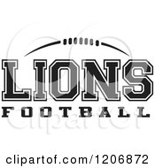 Clipart Of A Black And White American Football And LIONS Football Team Text Royalty Free Vector Illustration
