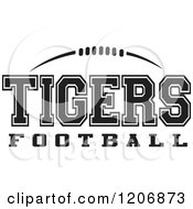 Clipart Of A Black And White American Football And TIGERS Football Team Text Royalty Free Vector Illustration