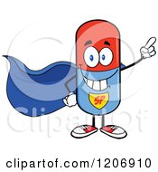 Happy Pill Mascot Super Hero