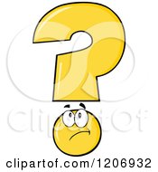 Cartoon Of A Thinking Yellow Question Mark Mascot Royalty Free Vector Clipart