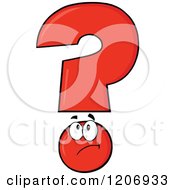 Cartoon Of A Thinking Red Question Mark Mascot Royalty Free Vector Clipart