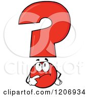 Cartoon Of A Red Question Mark Mascot In Thought Royalty Free Vector Clipart