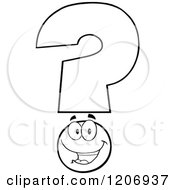 Cartoon Of A Happy Black And White Question Mark Mascot Royalty Free Vector Clipart