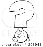 Cartoon Of A Black And White Question Mark Mascot In Thought Royalty Free Vector Clipart