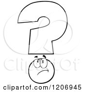 Poster, Art Print Of Thinking Black And White Question Mark Mascot