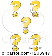 Cartoon Of A Yellow Question Mark Mascot In Different Poses Royalty Free Vector Clipart