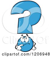 Poster, Art Print Of Blue Question Mark Mascot In Thought