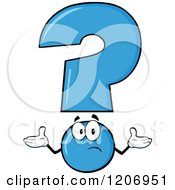 Poster, Art Print Of Shrugging Blue Question Mark Mascot