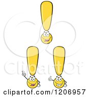 Cartoon Of A Yellow Exclamation Point Mascot In Different Poses Royalty Free Vector Clipart