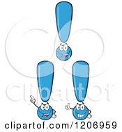 Cartoon Of A Blue Exclamation Point Mascot In Different Poses Royalty Free Vector Clipart