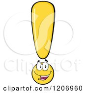 Cartoon Of A Happy Yellow Exclamation Point Royalty Free Vector Clipart