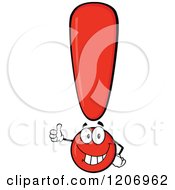 Cartoon Of A Happy Red Exclamation Point Holding A Thumb Up Royalty Free Vector Clipart by Hit Toon