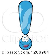 Cartoon Of A Blue Yellow Exclamation Point Royalty Free Vector Clipart