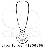 Cartoon Of A Happy Black And White Exclamation Point Royalty Free Vector Clipart