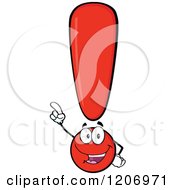 Cartoon Of A Smart Pointing Red Exclamation Point Royalty Free Vector Clipart by Hit Toon