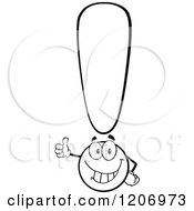 Cartoon Of A Happy Black And White Exclamation Point Holding A Thumb Up Royalty Free Vector Clipart by Hit Toon