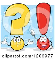 Poster, Art Print Of Shrugging Question Mark And Smart Exclamation Point Over Blue