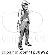 Clipart Of A Vintage Black And White Man Facing Right Royalty Free Vector Illustration