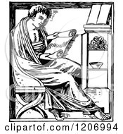 Clipart Of A Vintage Black And White Man Reading A Scroll Royalty Free Vector Illustration by Prawny Vintage