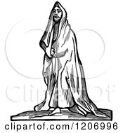 Clipart Of A Vintage Black And White Robed Man Royalty Free Vector Illustration